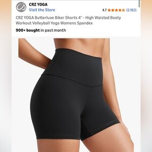 CRZ YOGA Women's High Waist Black Spandex Shorts